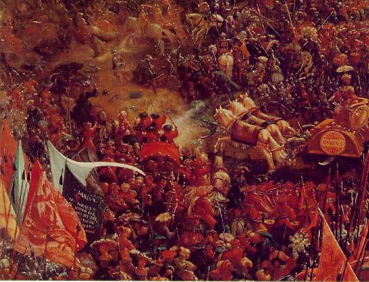 Изображение в архиве: Altdorfer The battle of Issus, 1528-29, Detalj 1, Alte Pinak, Автор: Altdorfer, Albrecht