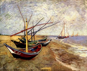 Винсент Ван Гог. "Рыбацкие лодки на пляже в Сен-Мари". Июнь 1888 г.